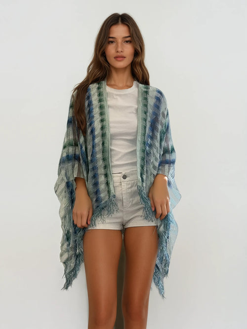Missoni Blue Fringe Printed Scarf/Sarong