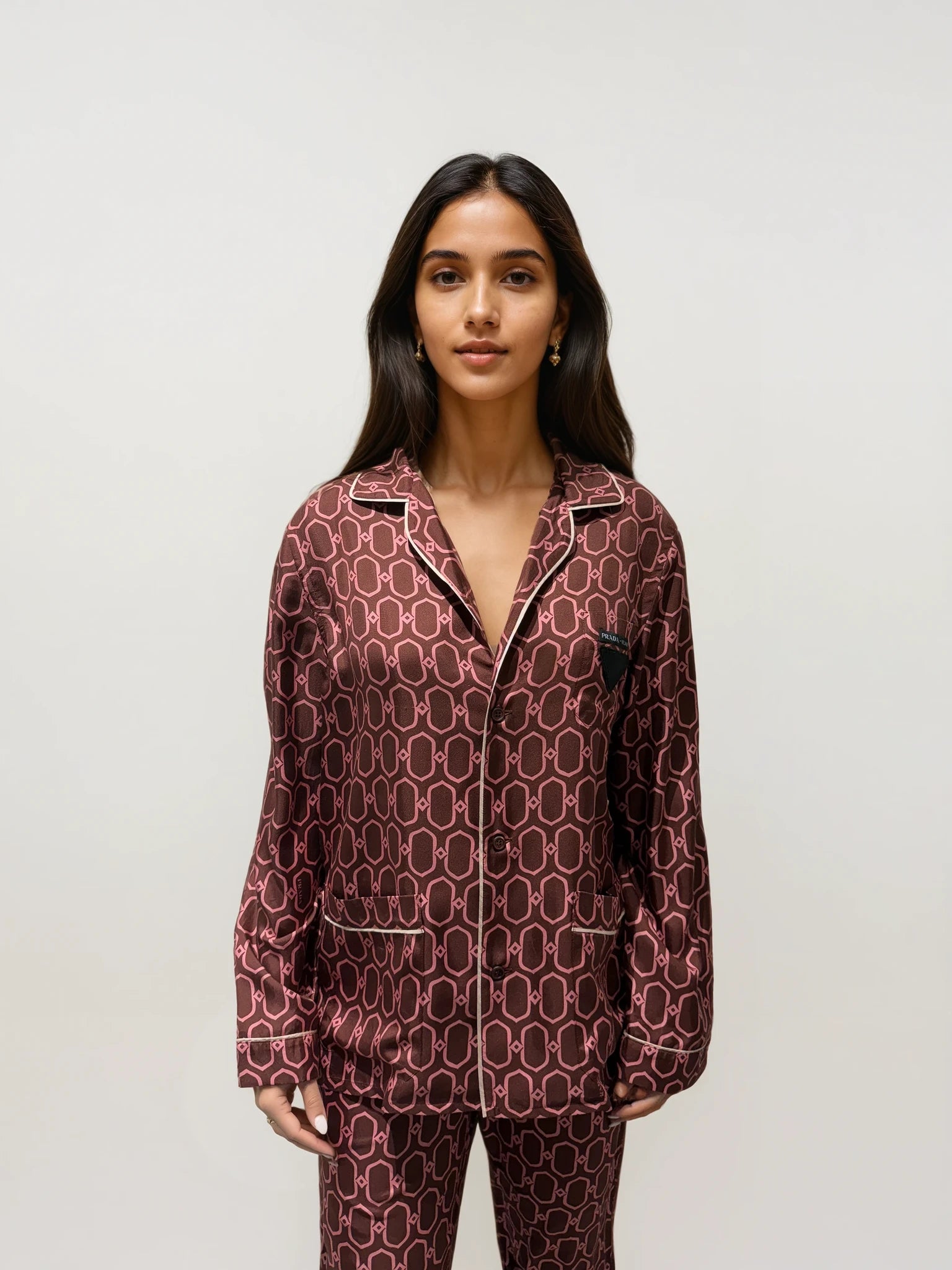 Prada Geometric Pink Button Down