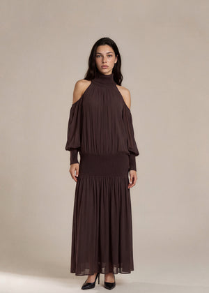 Michael Kors Collection Brown High Neck Gown