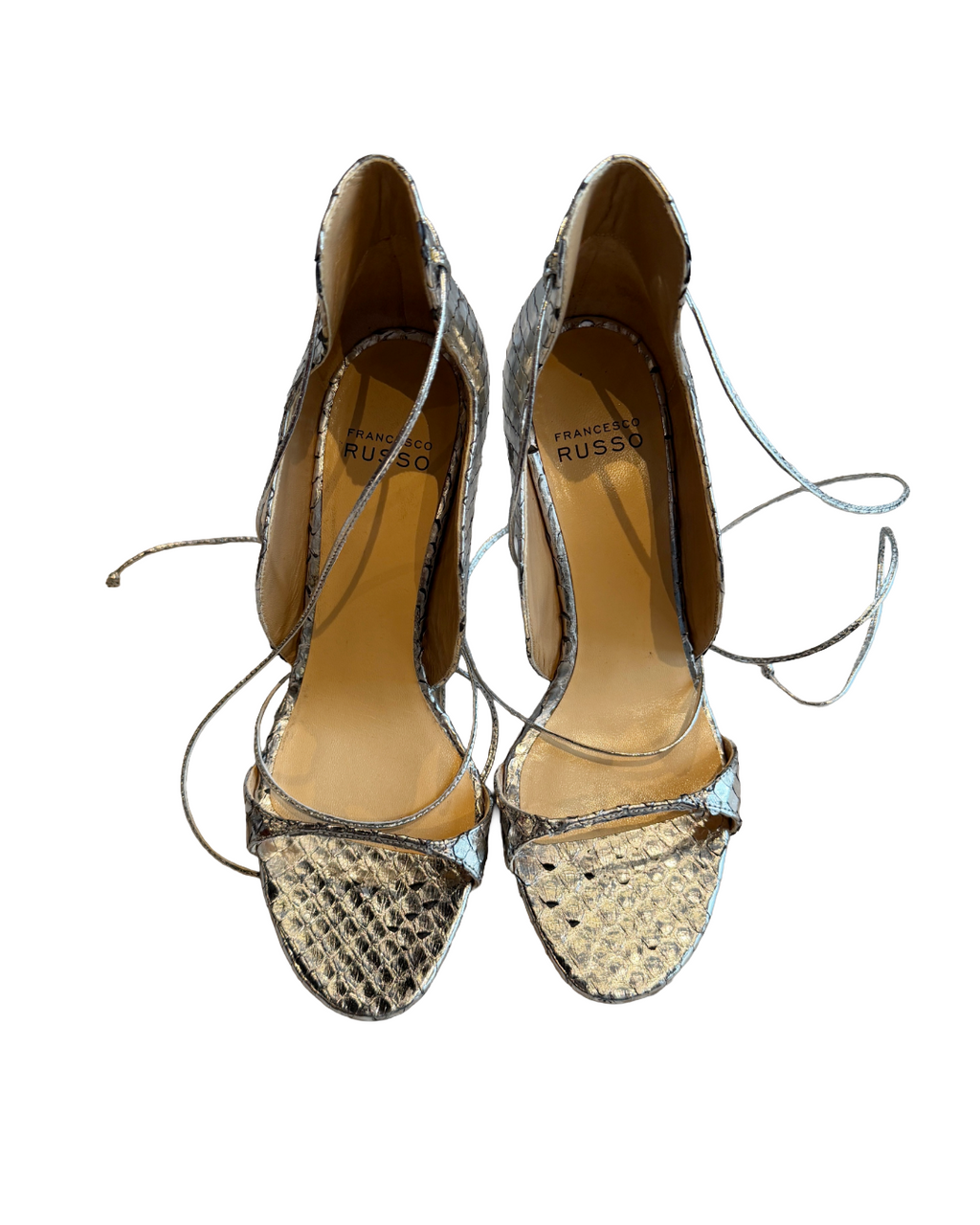 Francesco Russo Silver Embossed Heels