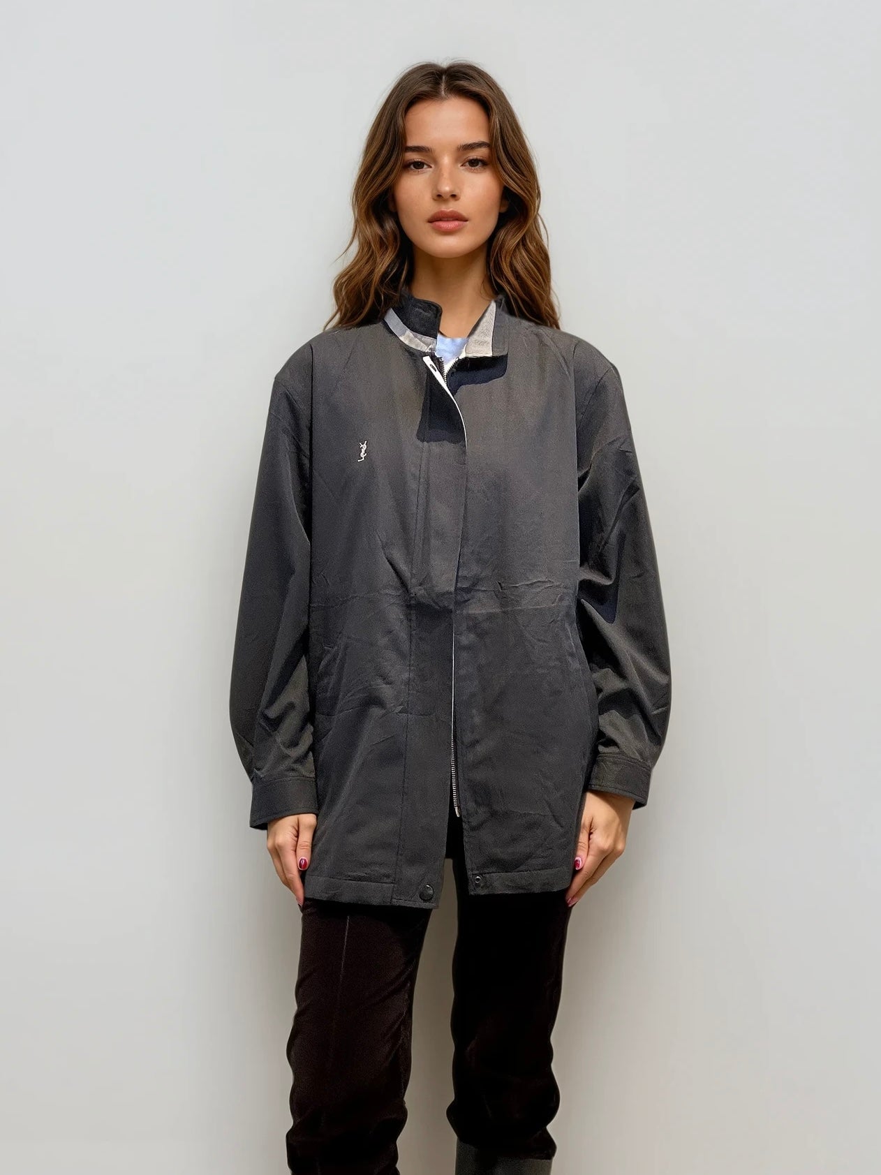 YSL Dark Grey Zip Bomber