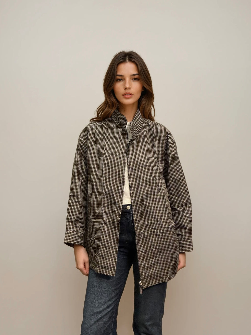 YSL Green Checked Reversible Bomber