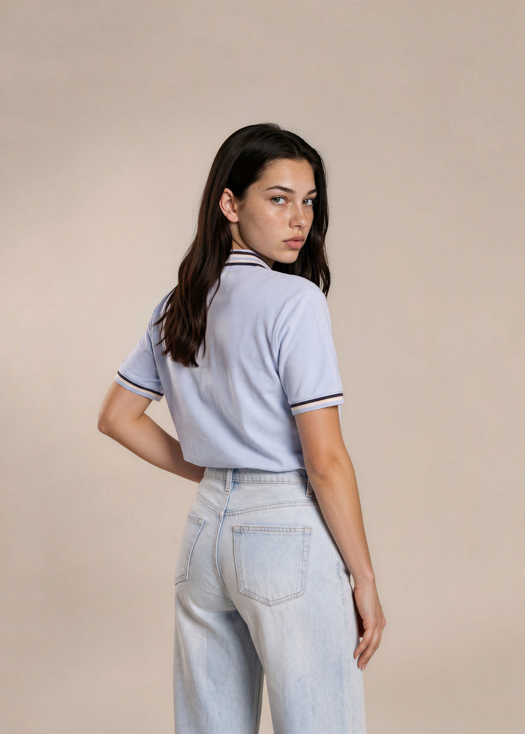 Prada Baby Blue Quarter Zip Tshirt