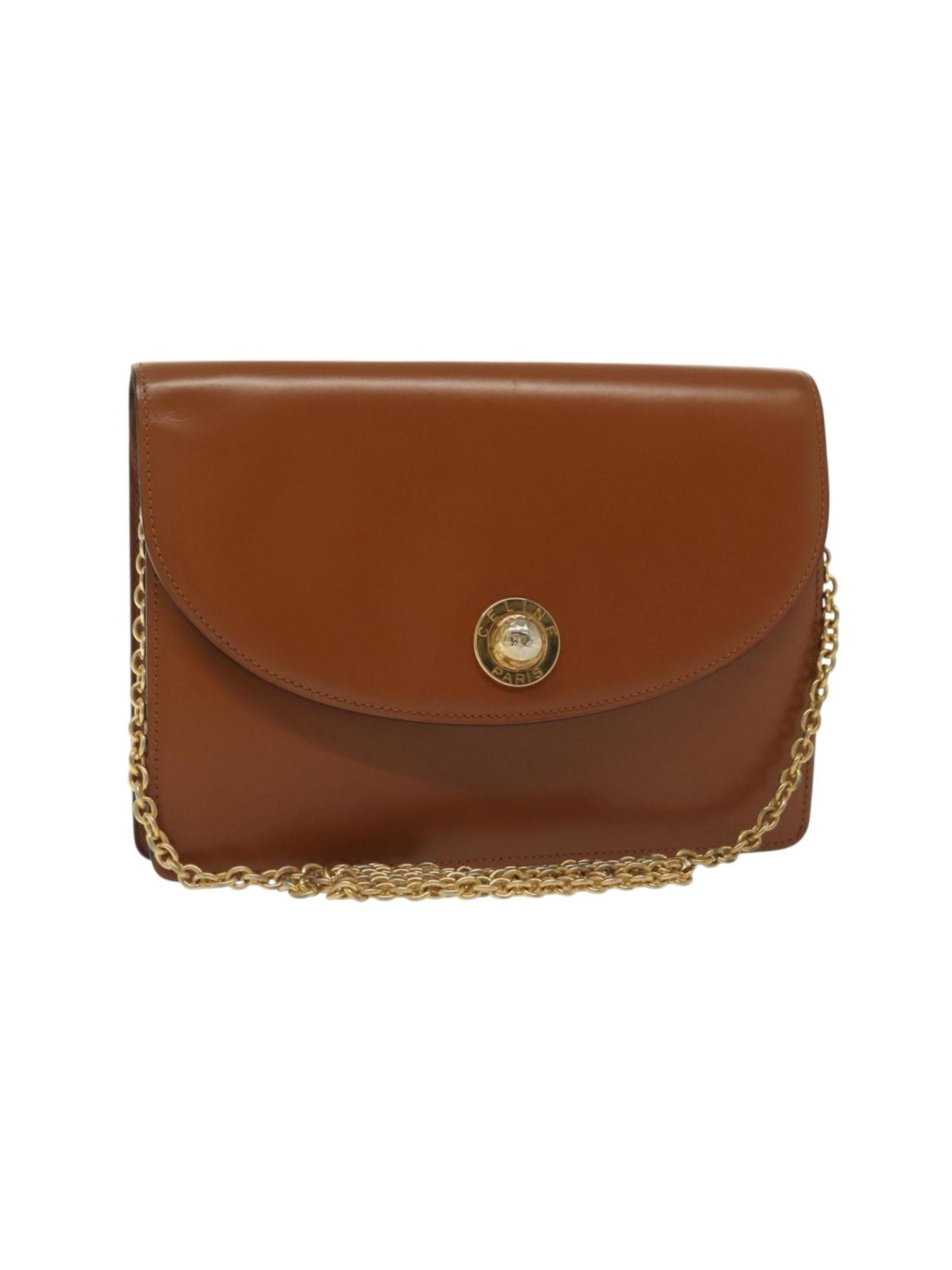 Celine Brown Chain Leather Handbag