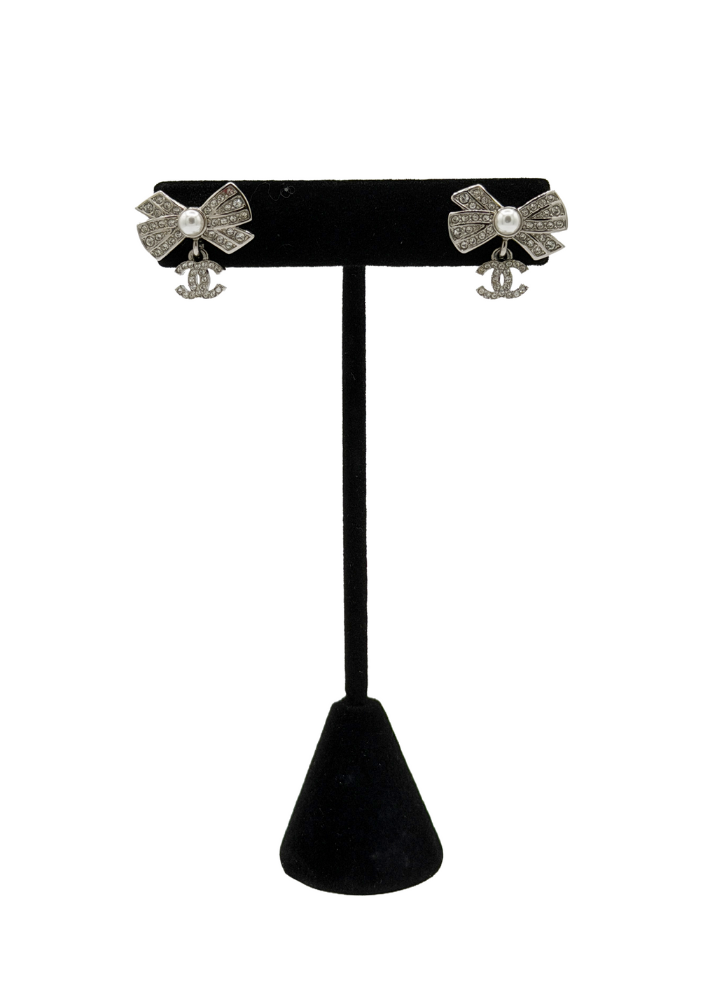 Chanel Silver Logo Charm Earrings