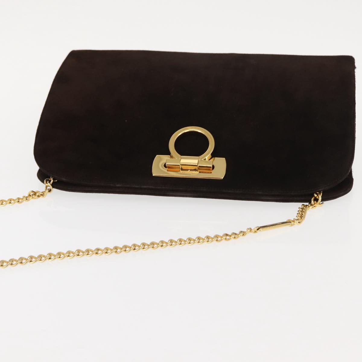 Ferragamo Brown Suede Shoulder Bag