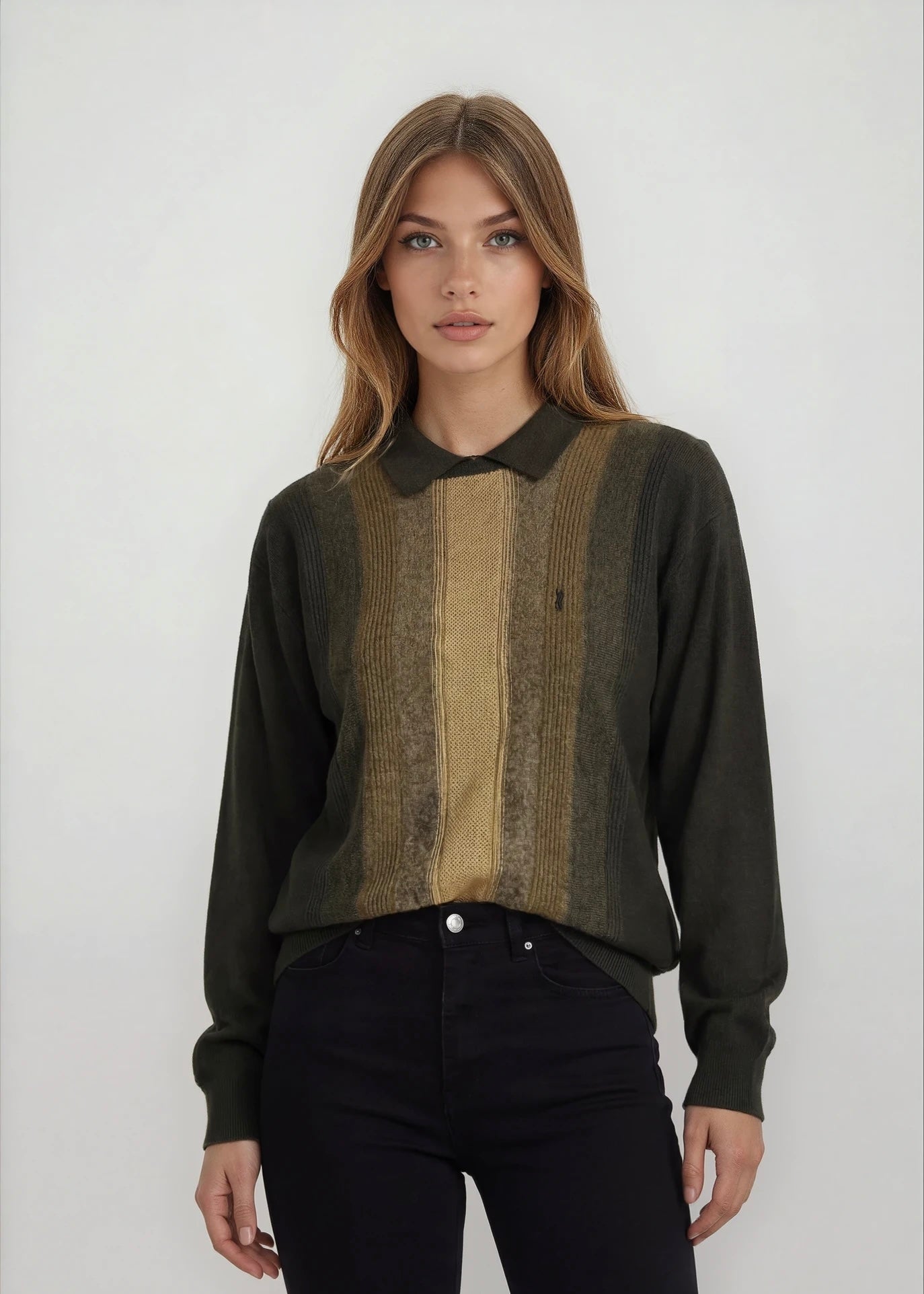 YSL Striped Polo Sweater