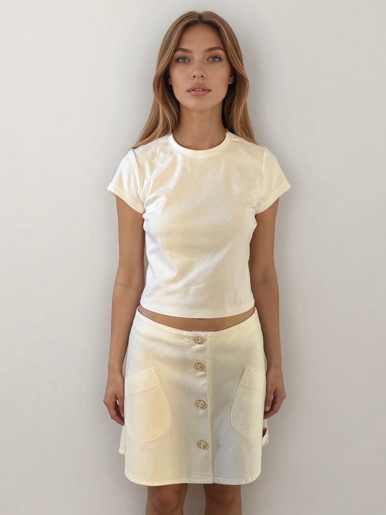 Gucci White Denim Mini Skirt
