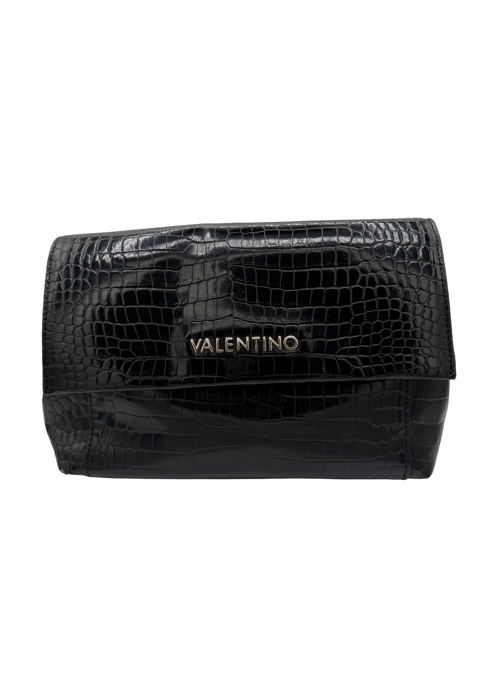 Mario Valentino Black Croc Embossed Crossbody