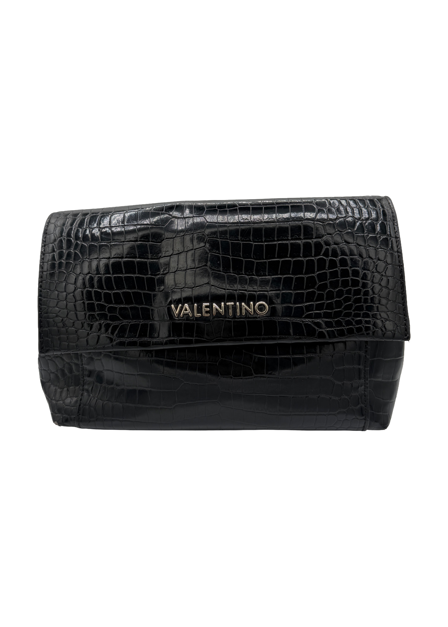 Mario Valentino Black Croc Embossed Crossbody