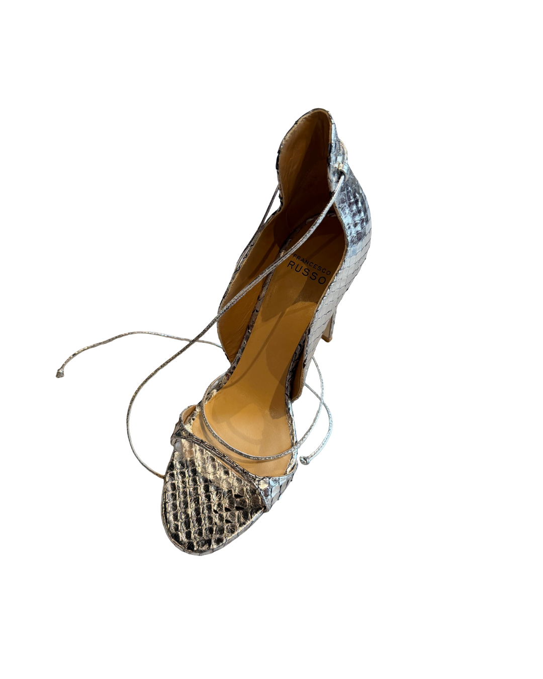 Francesco Russo Silver Embossed Heels