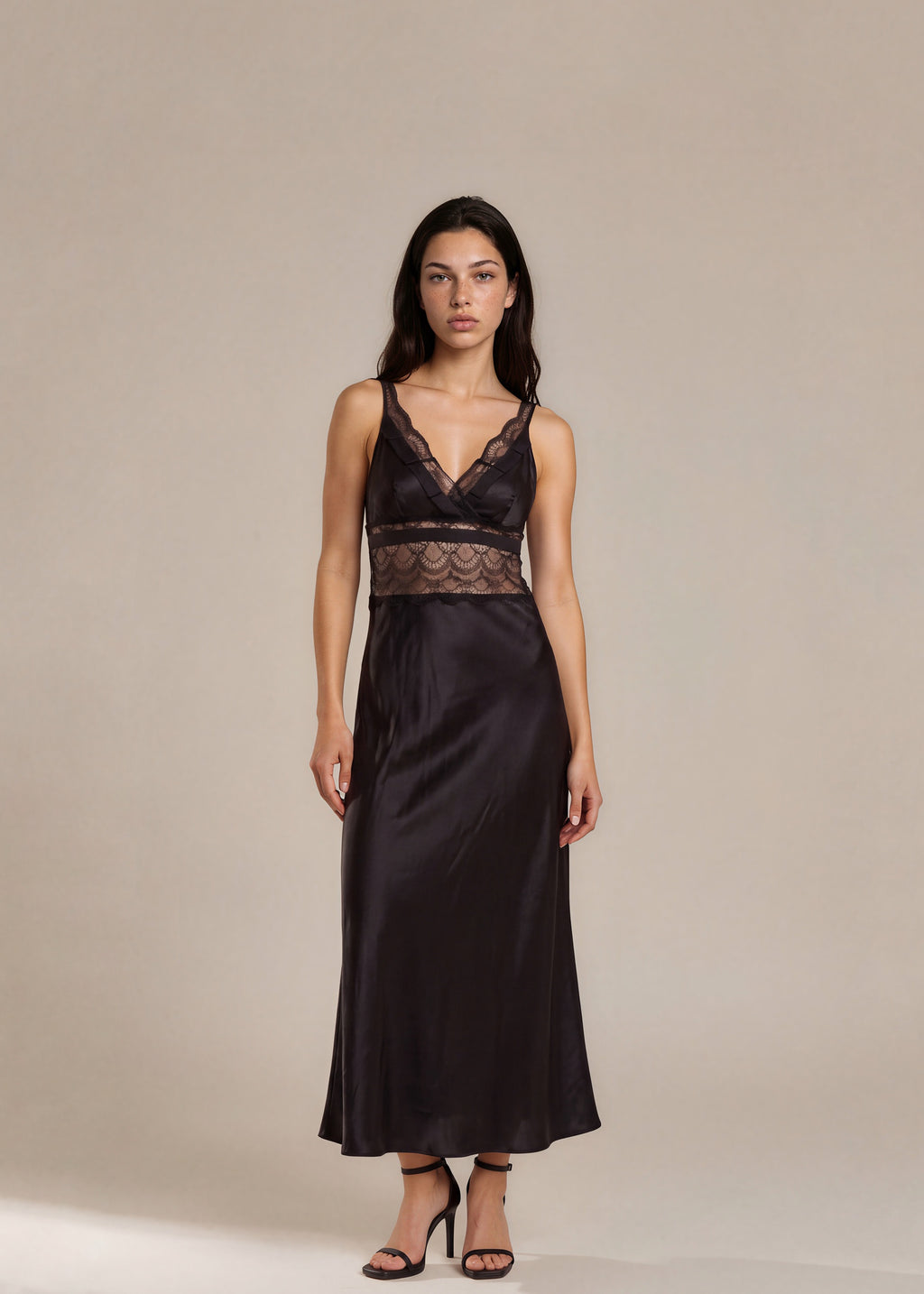 La Perla Black Lace Paneled Long Dress