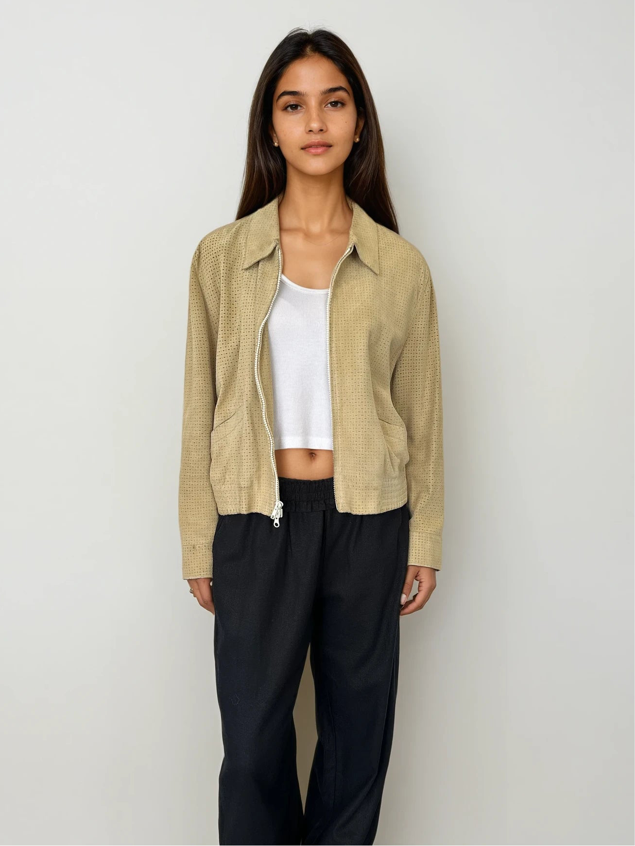 Armani Tan Suede Bomber