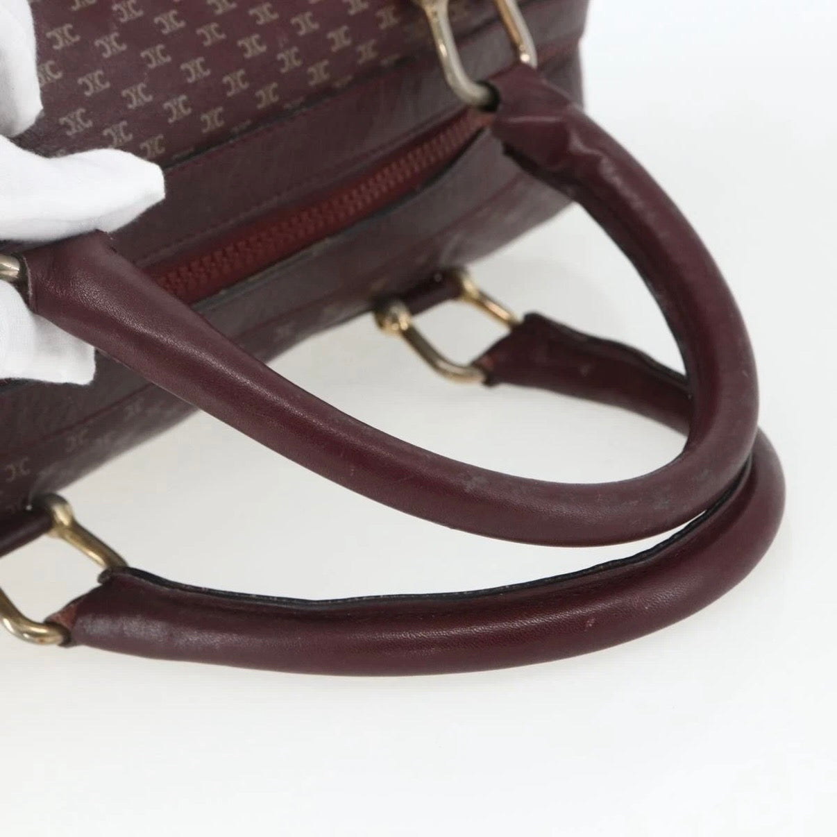 Celine Burgundy Monogram Boston Bag