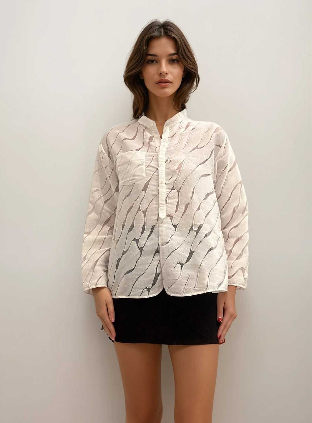 Armani White Sheer Blazer Top