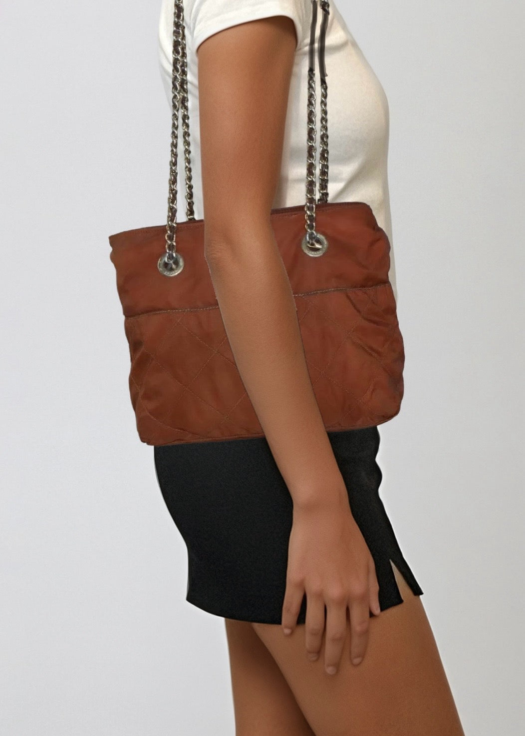 Prada Burnt Orange Chain Shoulder Bag