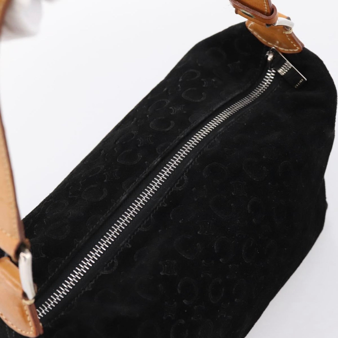 Celine Black Monogram Suede Shoulder Bag