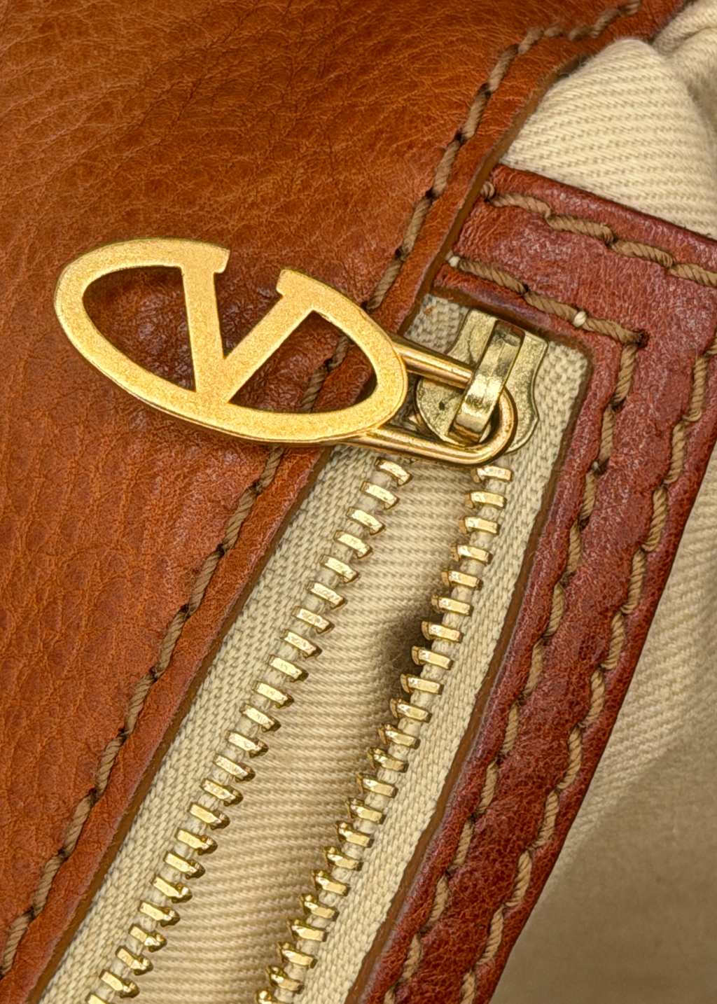 Valentino Tan Leather and Raffia Handbag