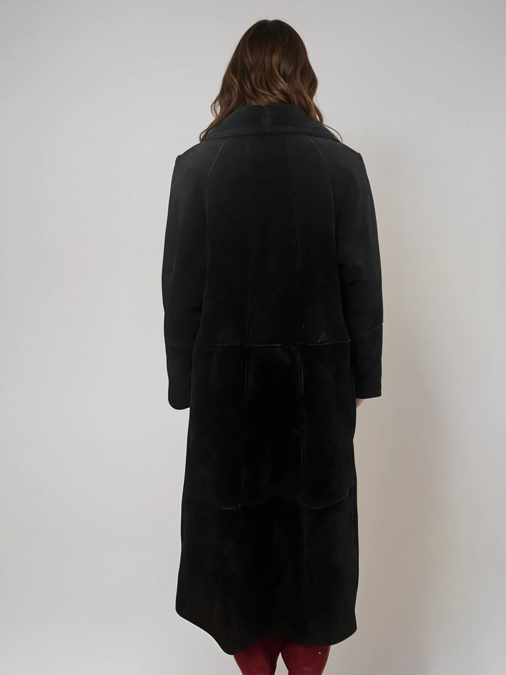 Black Suede and Fur Long Coat