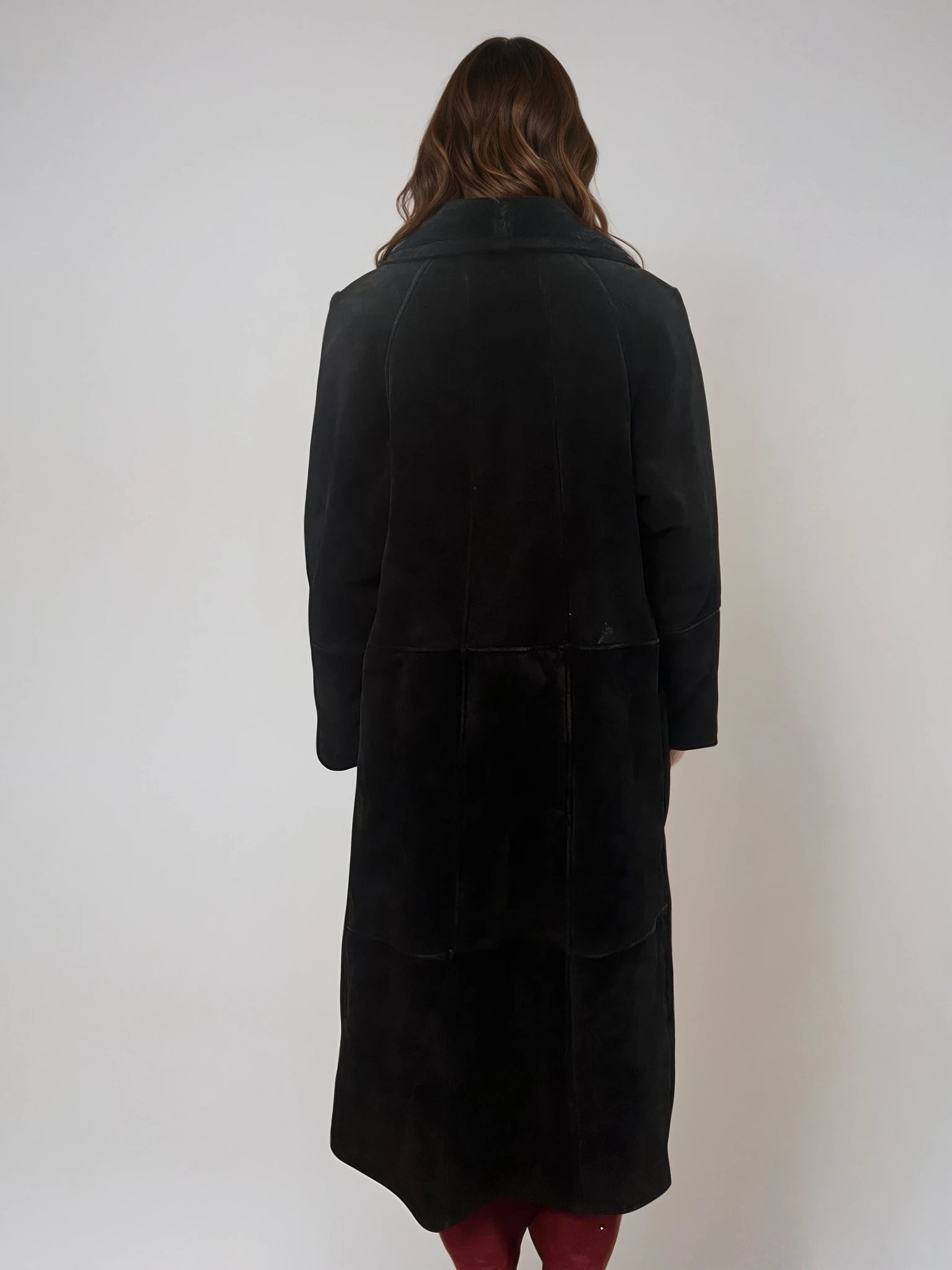 Black Suede and Fur Long Coat