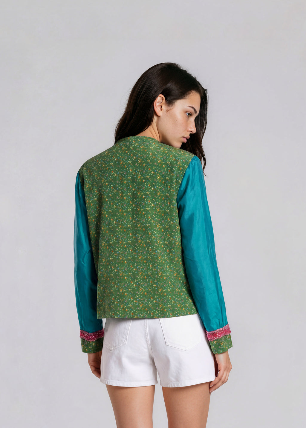 Etro Long Sleeve Blue and Green Blouse