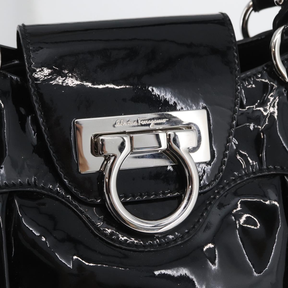 Ferragamo Black Patent Hobo Bag