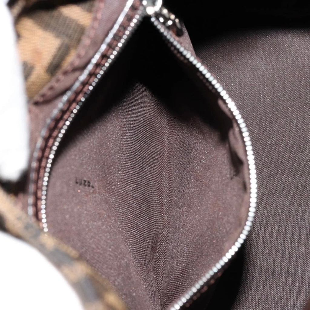 Fendi Brown Zucca Canvas Rounded Baguette