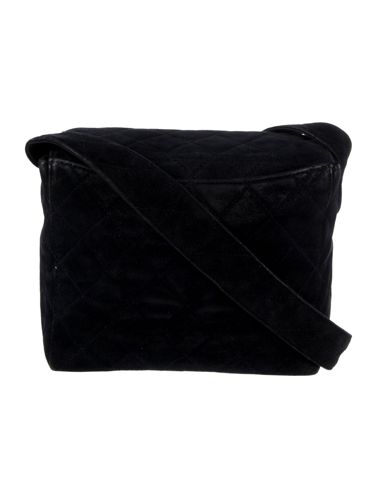 Chanel Navy Quilted Suede Shoulder Bag back