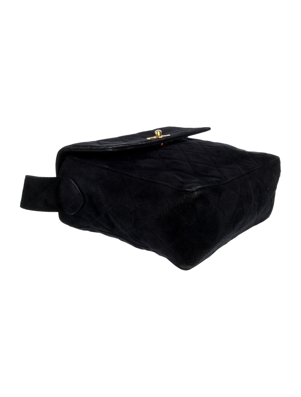 Chanel Navy Quilted Suede Shoulder Bag base