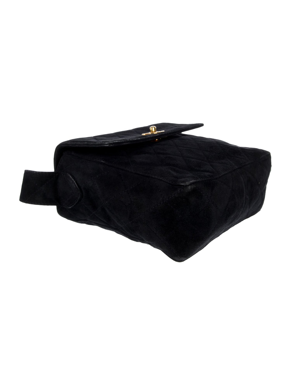 Chanel Navy Quilted Suede Shoulder Bag base
