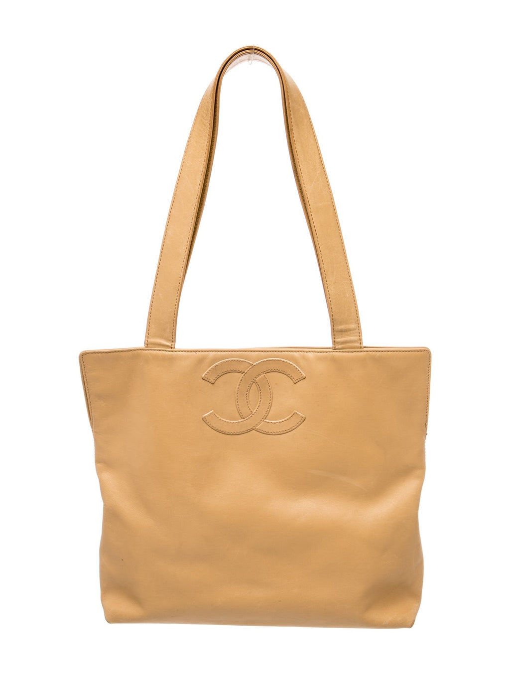 Chanel Beige Leather CC Tote front