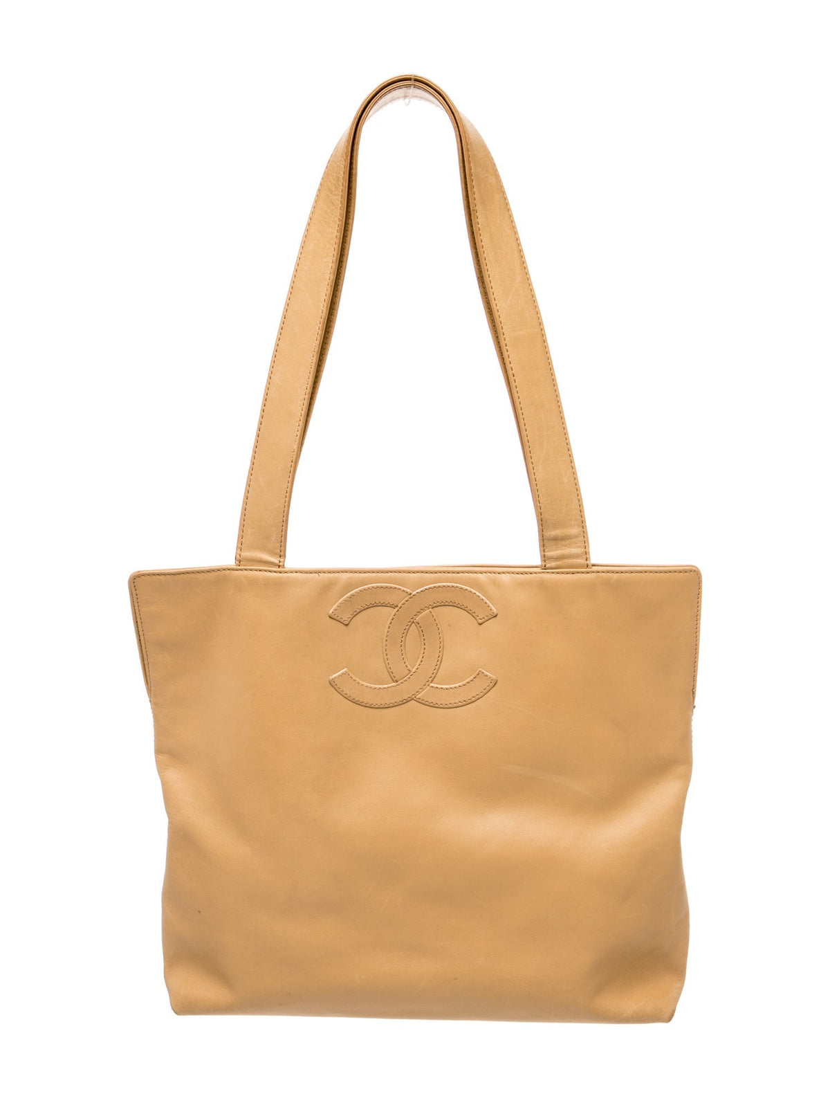 Chanel Beige Leather CC Tote front
