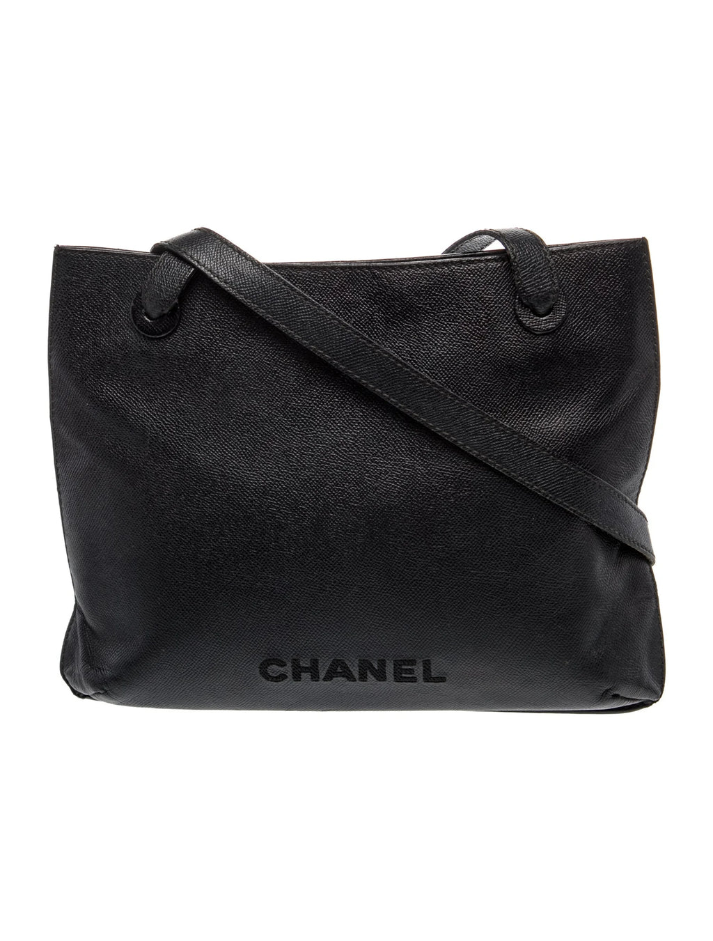 Chanel Black Leather Embossed Tote