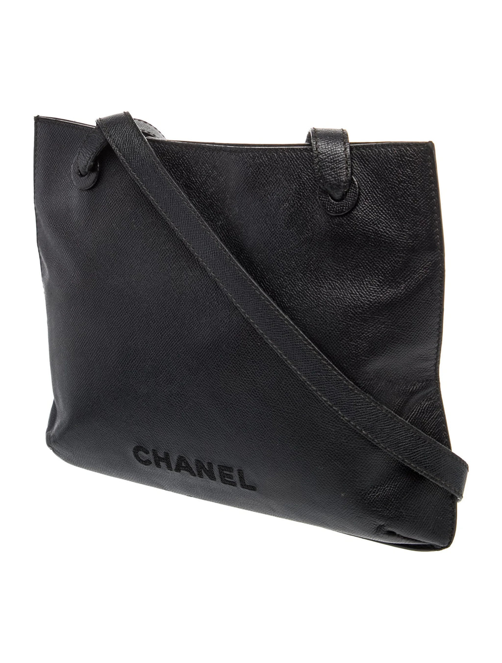 Chanel Black Leather Embossed Tote