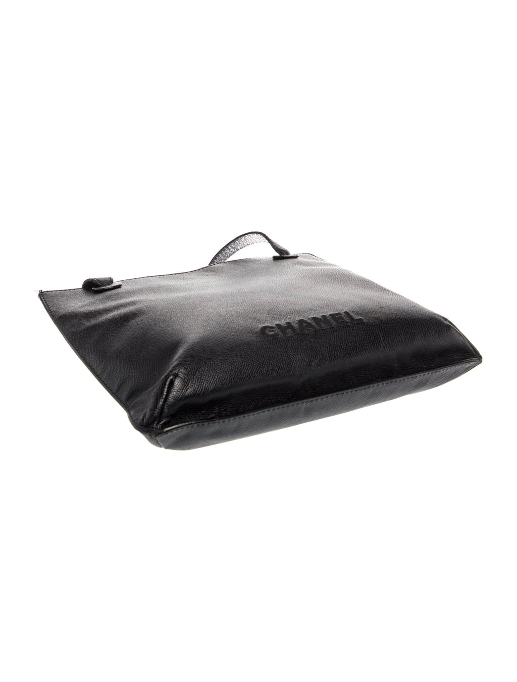 Chanel Black Leather Embossed Tote