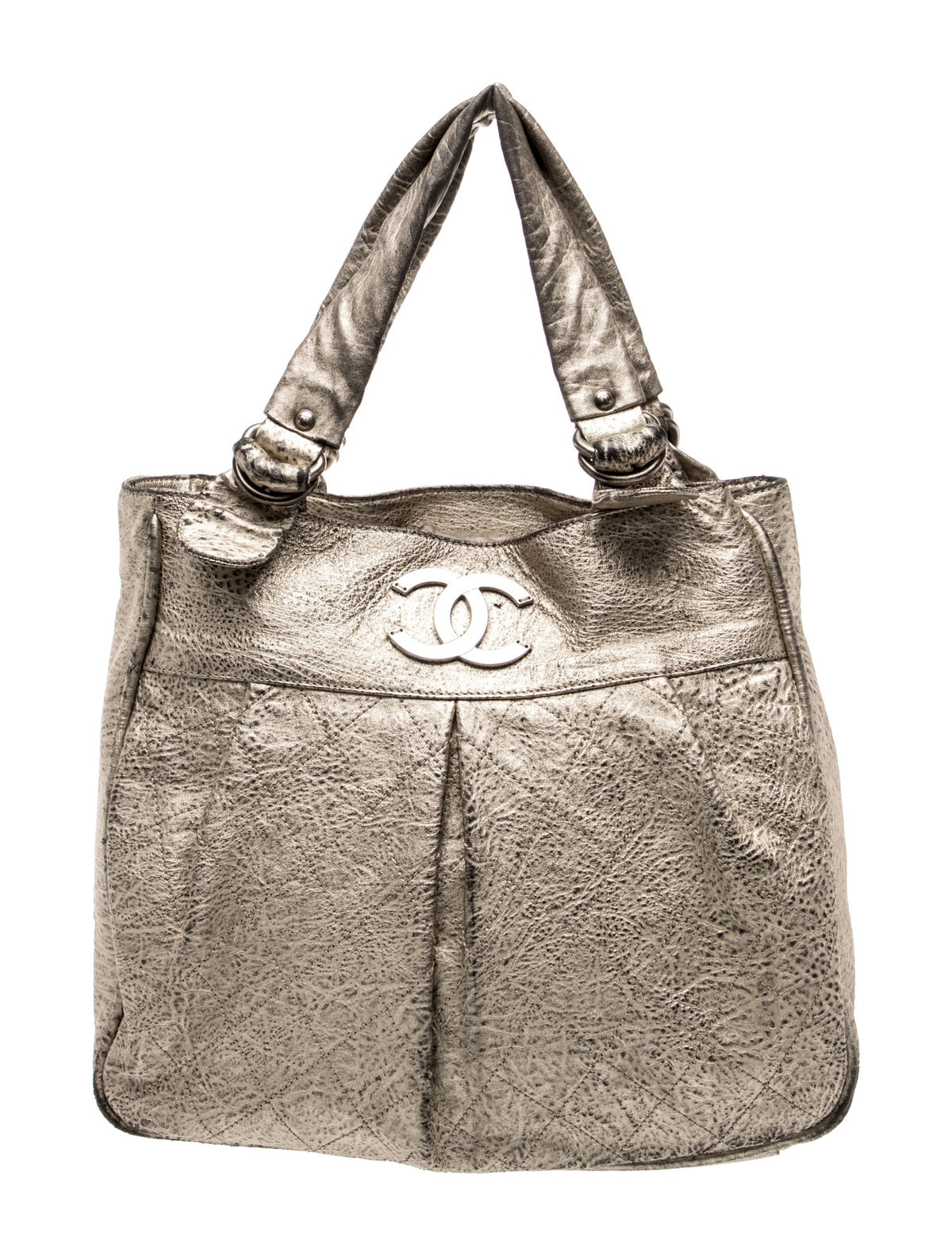 Chanel Gold Metallic Leather Le Marais Tote front