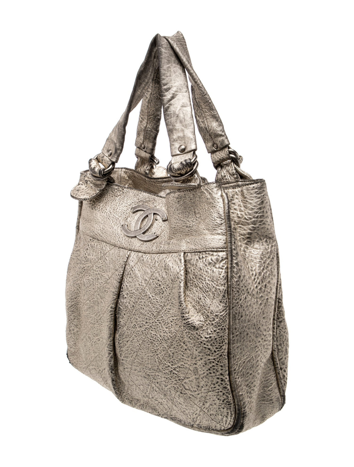 Chanel Gold Metallic Leather Le Marais Tote side