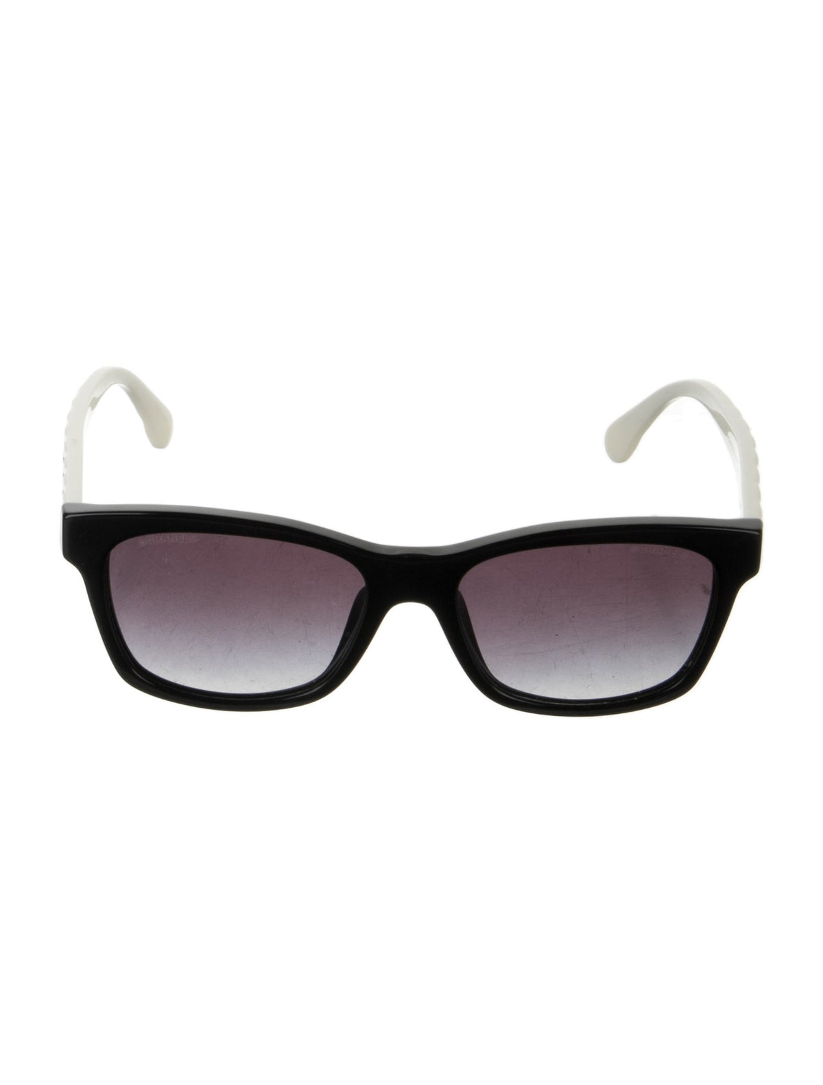 Chanel Black Quilted CC Wayfarer Sunglasses front