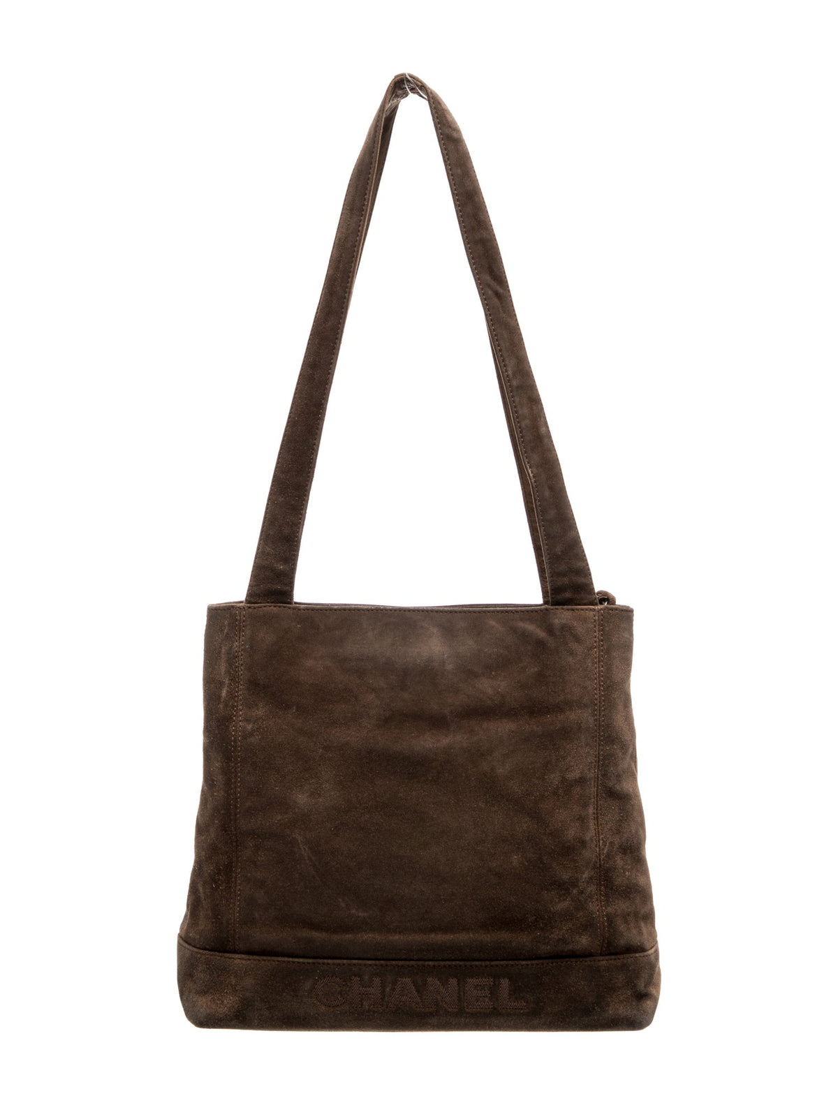 Chanel Brown Suede Logo Tote back