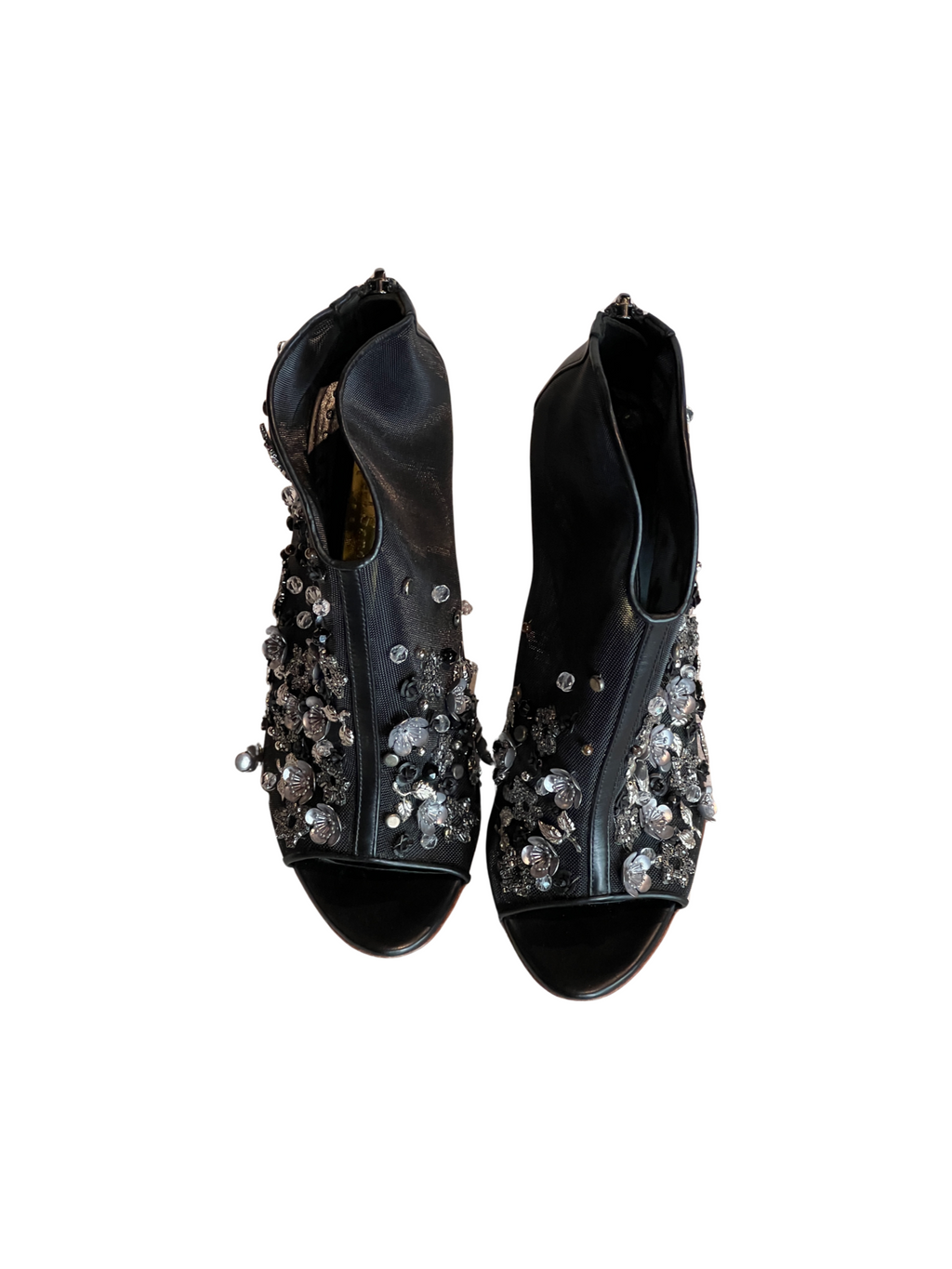 Rupert Sanderson Black Detailed Mesh Heel