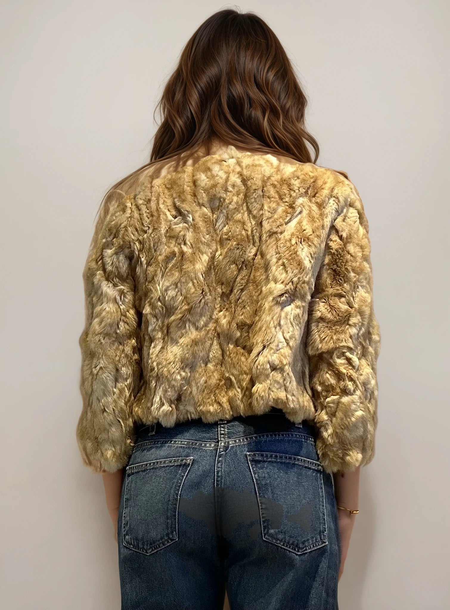 Caramel Short Fur Button Coat