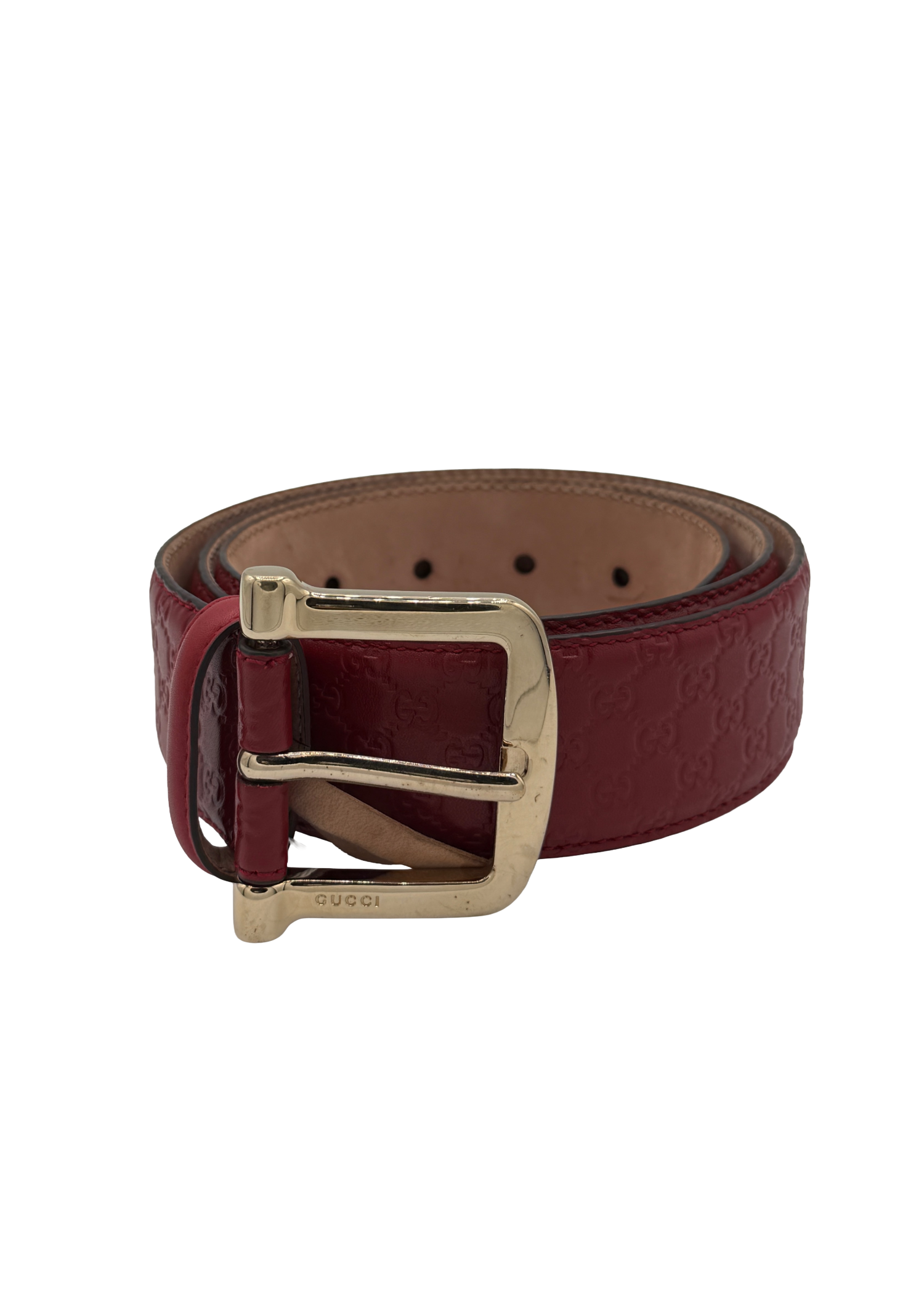 Gucci Red Micro Monogram Leather Belt