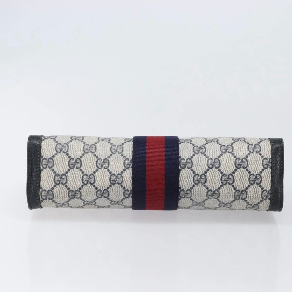 Gucci Navy Monogram Sherry Line Clutch