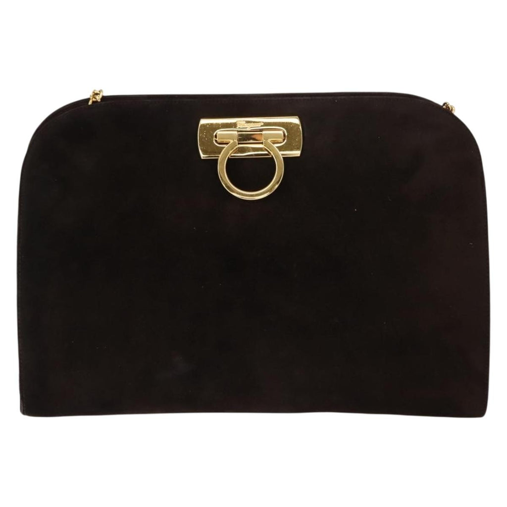 Ferragamo Brown Suede Shoulder Bag
