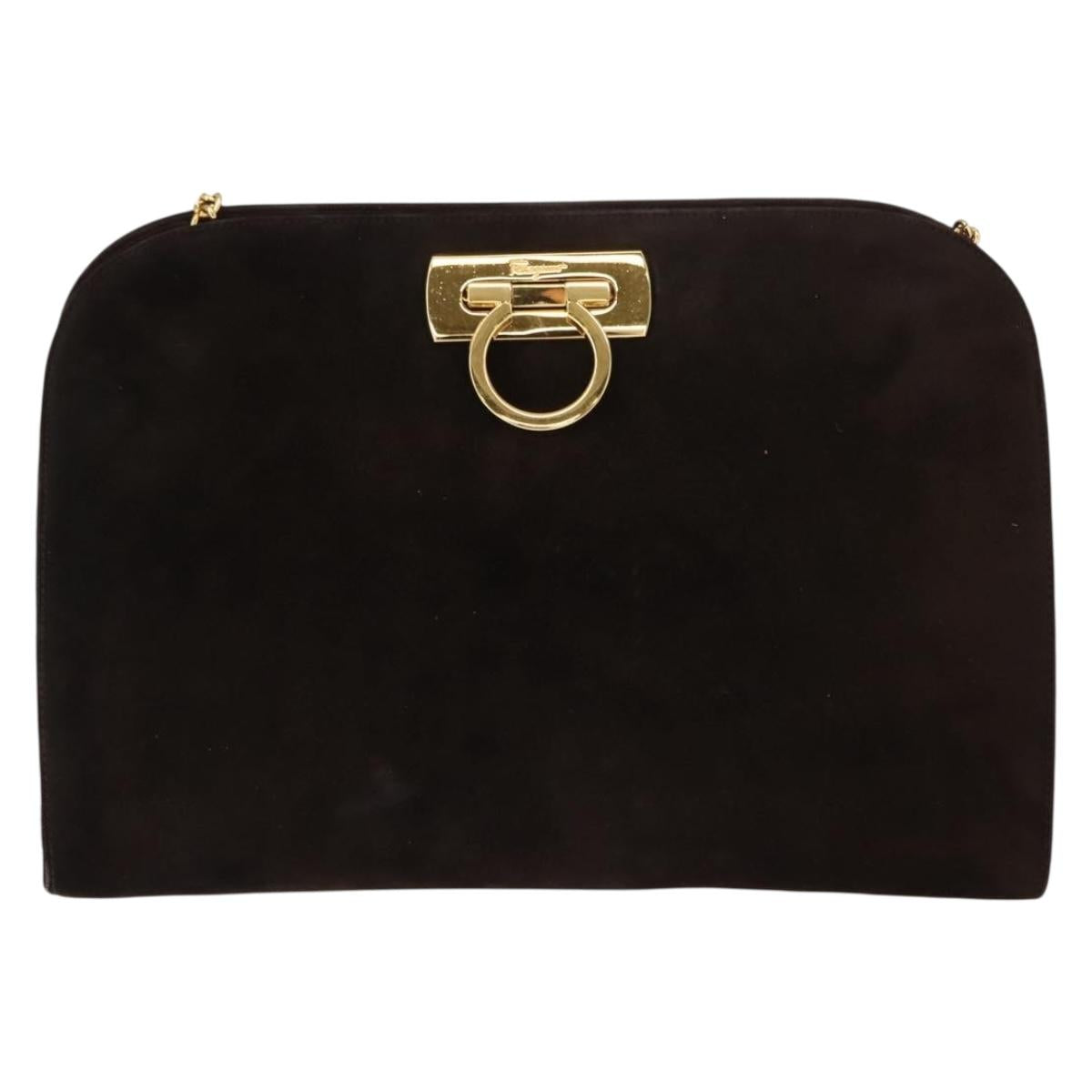 Ferragamo Brown Suede Shoulder Bag