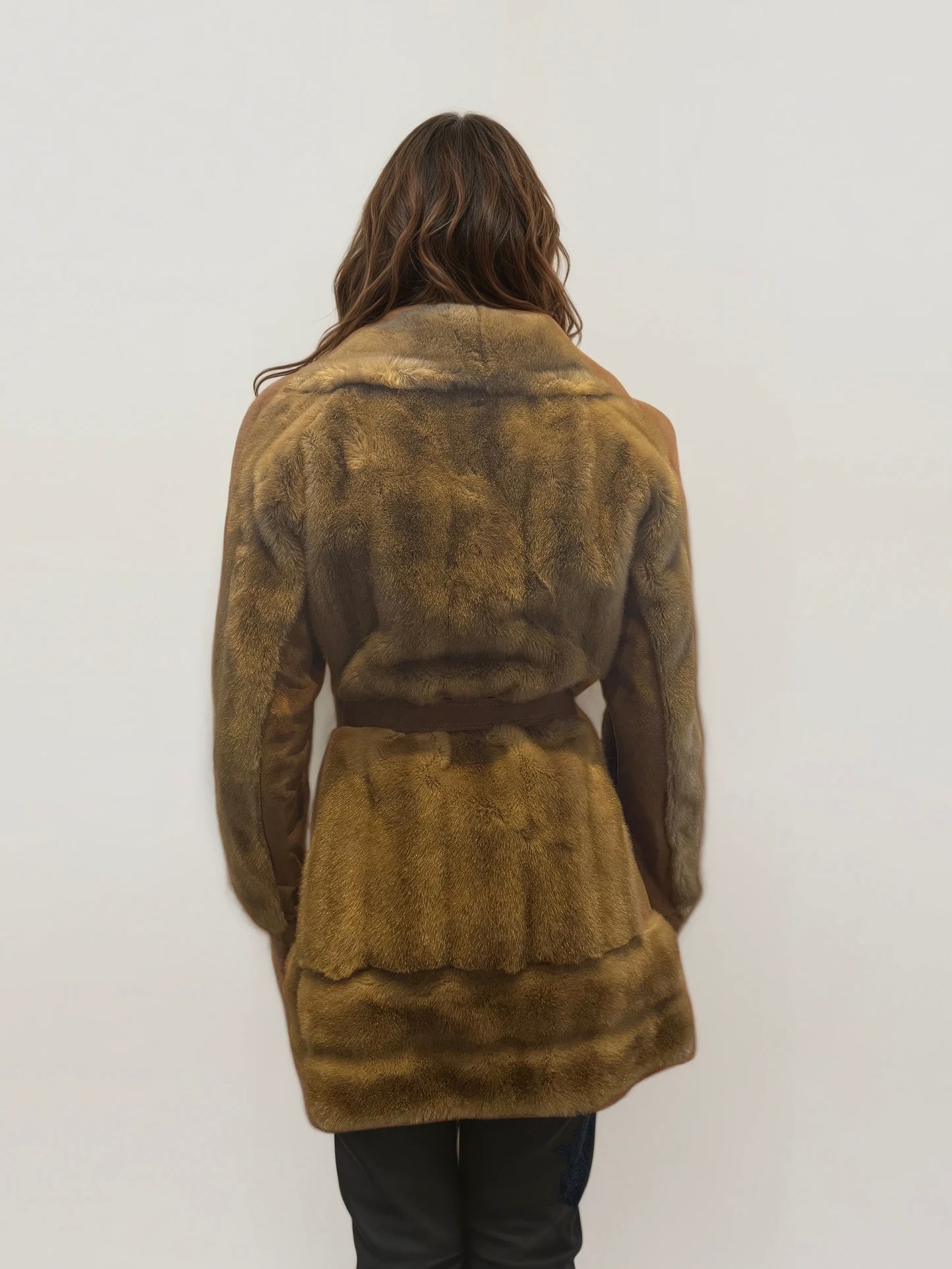 Suede and Faux Fur Belted Jacket