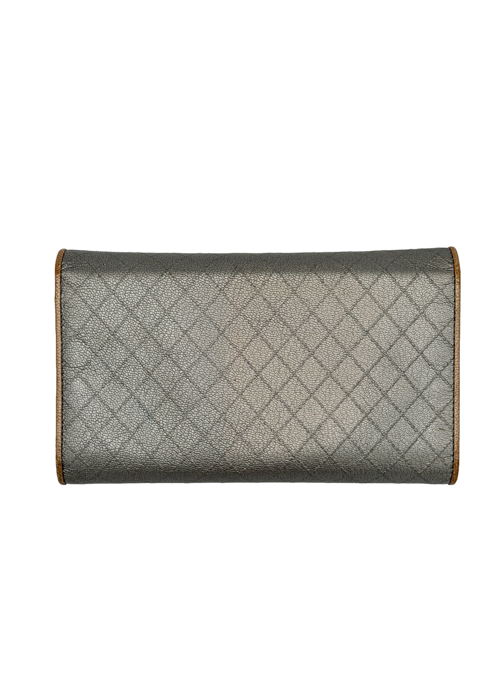 Chanel Silver Quilted Wallet Clutch