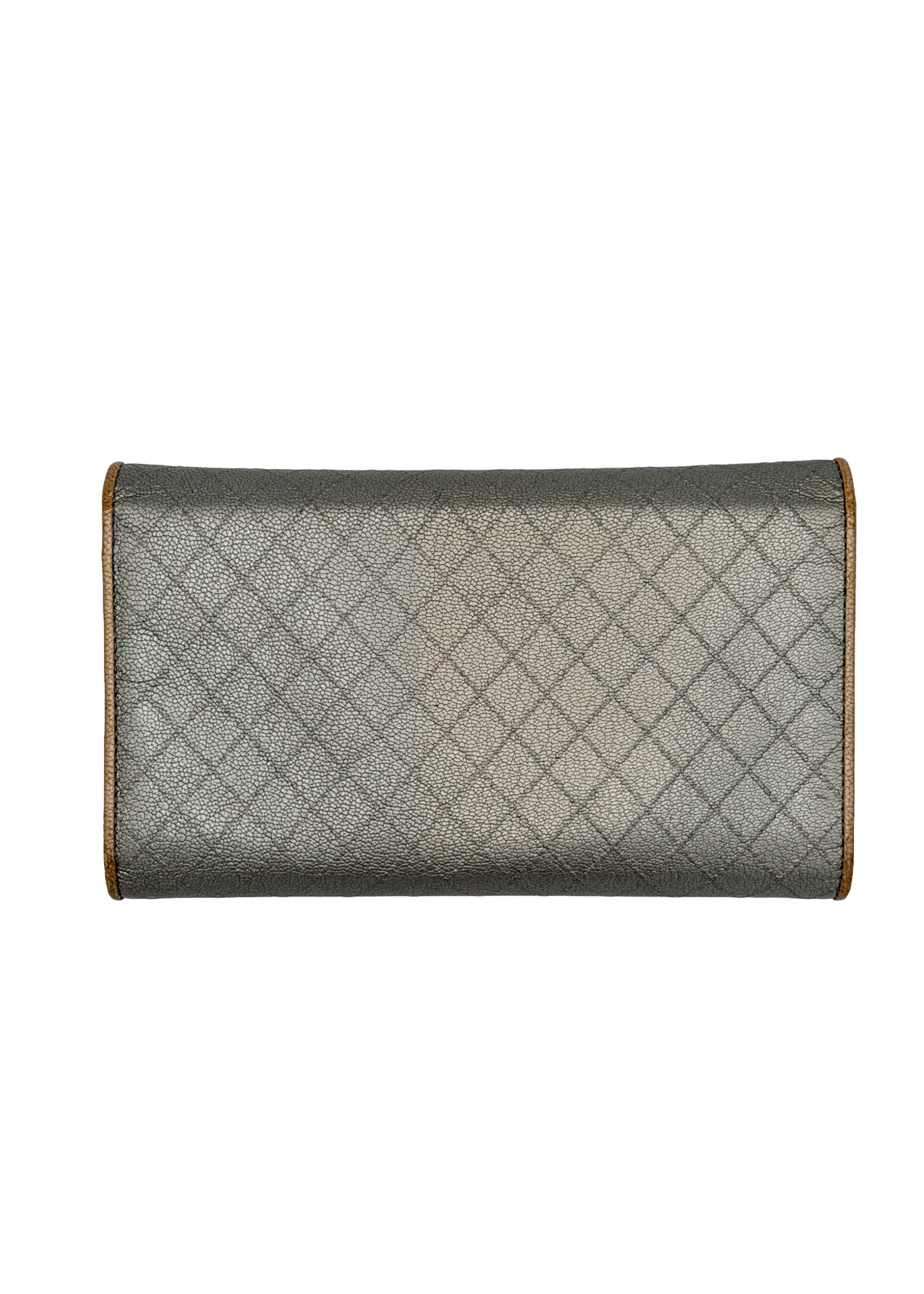 Chanel Silver Quilted Wallet Clutch