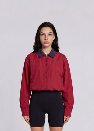 YSL Dark Red Bomber with Navy Collar