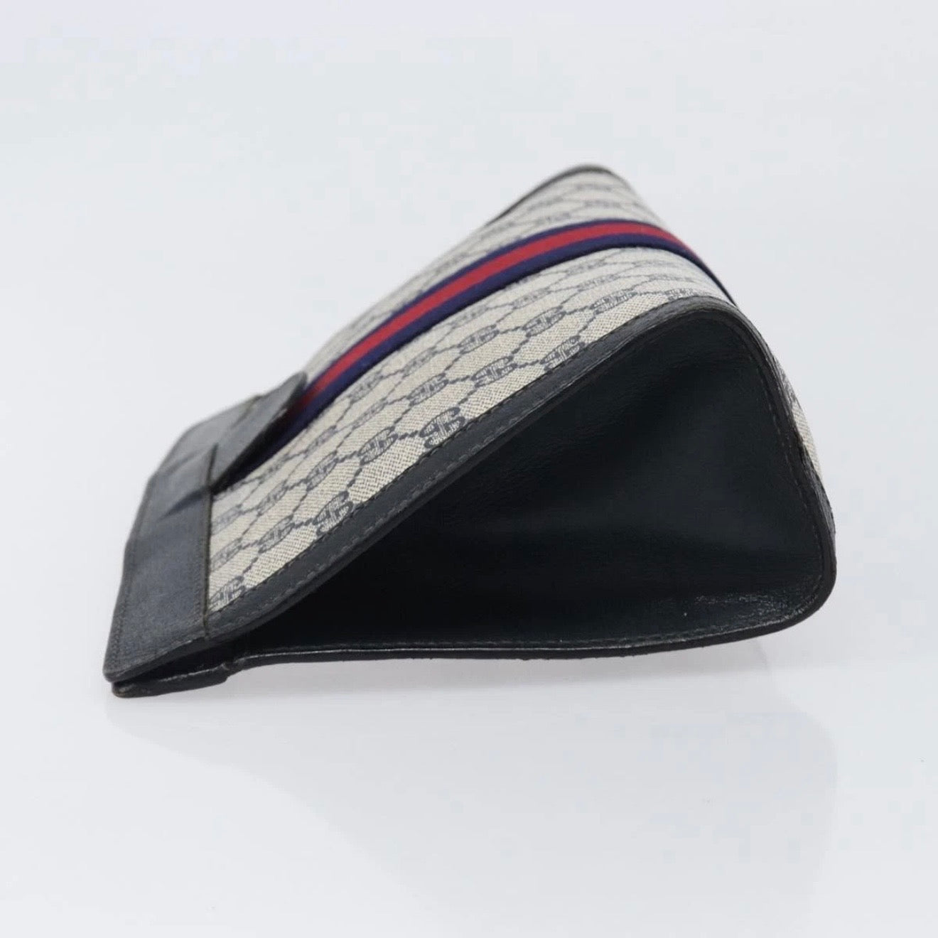 Gucci Navy Monogram Sherry Line Clutch